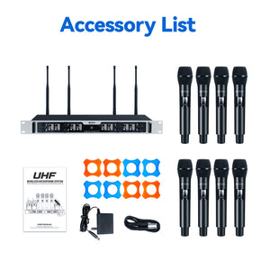 D Debra Audio Wireless Microphone System Pro DU4004/DU8008 UHF&nbsp;Wireless Handheld Gooseneck Lavalier Headset Mics, Adjustable Frequency 260FT Range, Ideal for Meeting Church Speech Party
