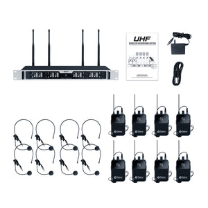 D Debra Audio Wireless Microphone System Pro DU4004/DU8008 UHF&nbsp;Wireless Handheld Gooseneck Lavalier Headset Mics, Adjustable Frequency 260FT Range, Ideal for Meeting Church Speech Party