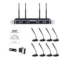 Load image into Gallery viewer, D Debra Audio Wireless Microphone System Pro DU4004/DU8008 UHF&nbsp;Wireless Handheld Gooseneck Lavalier Headset Mics, Adjustable Frequency 260FT Range, Ideal for Meeting Church Speech Party
