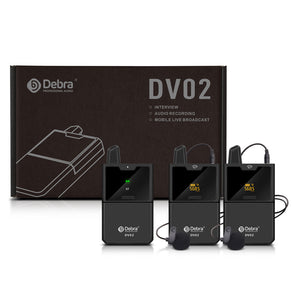 Debra Audio DV-01/02 UHF Wireless Microphone System with Lavalier Mic 30 Selectable Channels 50m Range for DSLR Camera Phone Live Recording