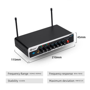 D Debra Audio E02U UHF Dual-Channel Wireless Microphone System with DSP Reverb Volume Control, 164 Feet Range for Karaoke Church Party