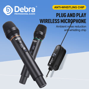 Debra Wireless Microphone PU-12H,UHF Cordless Handheld Dynamic Karaoke for Karaoke Singing with Rechargeable Receiver for Karaoke Machine,Wedding, DJ, Party, Speech, Church, Class Use, 50M