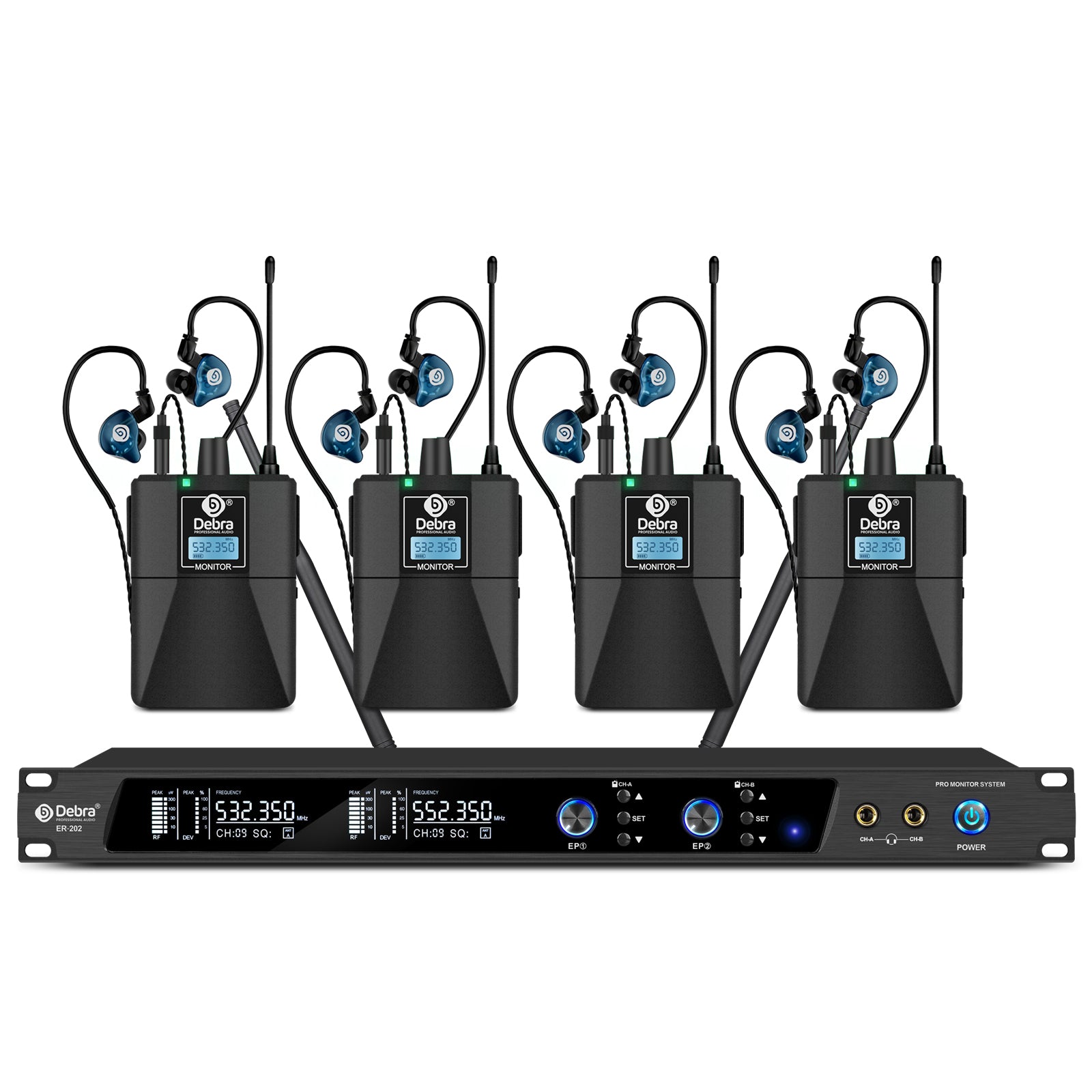 D Debra Audio PRO ER-202 UHF Dual Channel Wireless In Ear Monitor System Con Tipo De Monitoreo Para Escenario Receptor Para Estudio Guitarra D Debra Audio PRO ER-202 UHF Dual Channel Wireless In Ear Monitor System Con Tipo De Monitoreo Para Escenario Receptor Para Estudio Guitarra