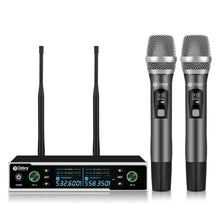 Cargar imagen en el visor de la galería, D Debra Audio R202 Pro 2x100 Channels UHF Wireless  Microphone System with Cordless Handheld Lavalier Headset Mics, DSP PLL Anti-Interference, Ideal for Karaoke Church Party
