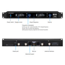 Load image into Gallery viewer, D Debra Audio T-M20 Wireless Microphone System - Pro UHF Automatic Search Dual Channel Wireless Mics Set with 490ft Range and 2 Cordless Dynamic Handheld Mics for Singing, Karaoke, Church, Party, and Stage
