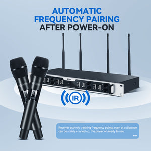 D Debra Audio Wireless Microphone System Pro DU4004/DU8008 UHF&nbsp;Wireless Handheld Gooseneck Lavalier Headset Mics, Adjustable Frequency 260FT Range, Ideal for Meeting Church Speech Party