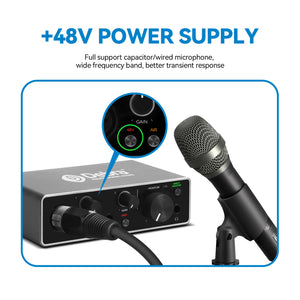 D Debra USB Audio Interface 24 BIT/192 KHZ with XLR, Phantom Power, Direct Monitoring,  Sound Card for PC Recording, Streaming, Guitarist, Vocalist and Podcasting