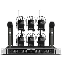 Load image into Gallery viewer, D Debra Audio Wireless Microphone System Pro DU4004/DU8008 UHF&nbsp;Wireless Handheld Gooseneck Lavalier Headset Mics, Adjustable Frequency 260FT Range, Ideal for Meeting Church Speech Party

