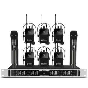 D Debra Audio Wireless Microphone System Pro DU4004/DU8008 UHF&nbsp;Wireless Handheld Gooseneck Lavalier Headset Mics, Adjustable Frequency 260FT Range, Ideal for Meeting Church Speech Party
