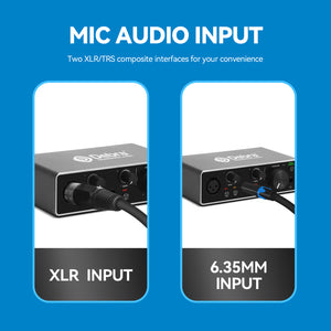 D Debra USB Audio Interface 24 BIT/192 KHZ with XLR, Phantom Power, Direct Monitoring,  Sound Card for PC Recording, Streaming, Guitarist, Vocalist and Podcasting