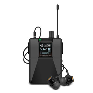D Debra Audio PRO ST-102/ ST-202 UHF Stereo Wireless In-Ear Monitor System with Monitoring Type for Stage, Receiver for Studio, Guitar, Band Performance, Live Performance
