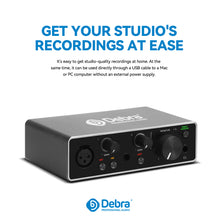 Load image into Gallery viewer, D Debra USB Audio Interface 24 BIT/192 KHZ with XLR, Phantom Power, Direct Monitoring,  Sound Card for PC Recording, Streaming, Guitarist, Vocalist and Podcasting
