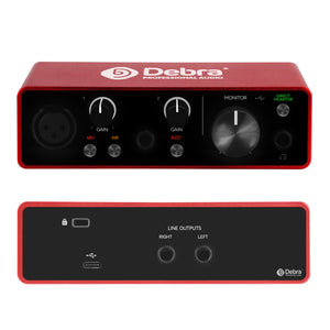 D Debra USB Audio Interface 24 BIT/192 KHZ with XLR, Phantom Power, Direct Monitoring,  Sound Card for PC Recording, Streaming, Guitarist, Vocalist and Podcasting