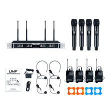Load image into Gallery viewer, D Debra Audio Wireless Microphone System Pro DU4004/DU8008 UHF&nbsp;Wireless Handheld Gooseneck Lavalier Headset Mics, Adjustable Frequency 260FT Range, Ideal for Meeting Church Speech Party
