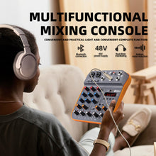 Laden Sie das Bild in den Galerie-Viewer, D Debra Audio D4M Audio Mixer, 4-Channel Portable DJ Mixer Console with MP3 USB Bluetooth, 48V Phantom Power, Mini Sound Mixing Board for Live, Wedding, Party, Recording Broadcast
