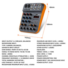 Laden Sie das Bild in den Galerie-Viewer, D Debra Audio D4M Audio Mixer, 4-Channel Portable DJ Mixer Console with MP3 USB Bluetooth, 48V Phantom Power, Mini Sound Mixing Board for Live, Wedding, Party, Recording Broadcast

