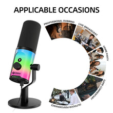 Load image into Gallery viewer, D Debra Audio DLB-77 USB/XLR Dynamic Condenser Microphone with RGB Lighting - Cardioid Gaming Mic, Touch Controls, 192kHz/24bit HD Audio for Streaming, Podcast &amp; Recording
