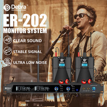 Load image into Gallery viewer, D Debra Audio PRO Mono ER-202 UHF Dual Channel Wireless in Ear Monitor System with Monitoring Type for Stage, Receiver, Studio, Guitar, Band Performance
