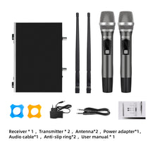 Cargar imagen en el visor de la galería, D Debra Audio R202 Pro 2x100 Channels UHF Wireless  Microphone System with Cordless Handheld Lavalier Headset Mics, DSP PLL Anti-Interference, Ideal for Karaoke Church Party
