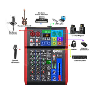 D Debra Audio SI-4UX Professional Portable Recording Mixer Audio With USB 99 DSP Digital Effects For DJ Mixer Console Karaoke Recording Studio