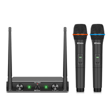 Load image into Gallery viewer, D Debra Audio AU200 Pro UHF 2 Channel Wireless Microphone System with Cordless Handheld Lavalier Headset Mics, Metal Receiver, Ideal for Karaoke Church Party
