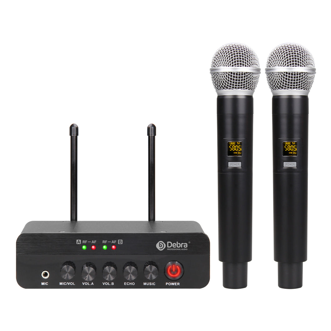 D Debra PRO X7 UHF Wireless Microphone System with Dual Handheld Mic Have Optical, Coaxial Input, Compatible with Active Speaker, TV, for Home Karaoke