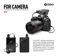 Load image into Gallery viewer, Debra Audio DV-01/02 UHF Wireless Microphone System with Lavalier Mic 30 Selectable Channels 50m Range for DSLR Camera Phone Live Recording
