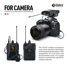 Load image into Gallery viewer, D Debra Audio CM Series UHF Wireless Lavalier Microphone with 30 Selectable Channels for DSLR Camera Smart Phone Interview Live Recording
