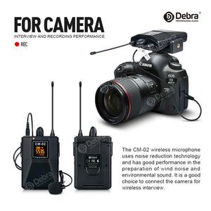 D Debra Audio CM Series UHF Wireless Lavalier Microphone with 30 Selectable Channels for DSLR Camera Smart Phone Interview Live Recording