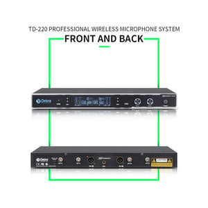 D Debra Audio New Model TD-220 Professional UHF True Diversity 2 Channel Wireless Microphones System with 2 Cordless Handheld Mic