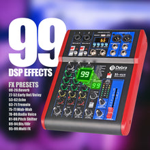 Загрузить изображение в средство просмотра галереи, D Debra Audio SI-4UX Professional Portable Recording Mixer Audio With USB 99 DSP Digital Effects For DJ Mixer Console Karaoke Recording Studio
