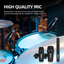 Load image into Gallery viewer, D Debra DK7 Pro 7-Piece Wired Drum Microphone Kit for Performing and Recording Drummers, Includes Mics, Mic Clip with Options for Kick Drums, Snare, Rack/Floor Toms, Congas and Cymbals
