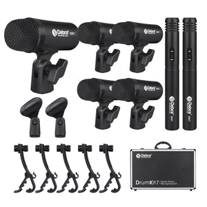 D Debra DK7 Pro 7-Piece Wired Drum Microphone Kit for Performing and Recording Drummers, Includes Mics, Mic Clip with Options for Kick Drums, Snare, Rack/Floor Toms, Congas and Cymbals