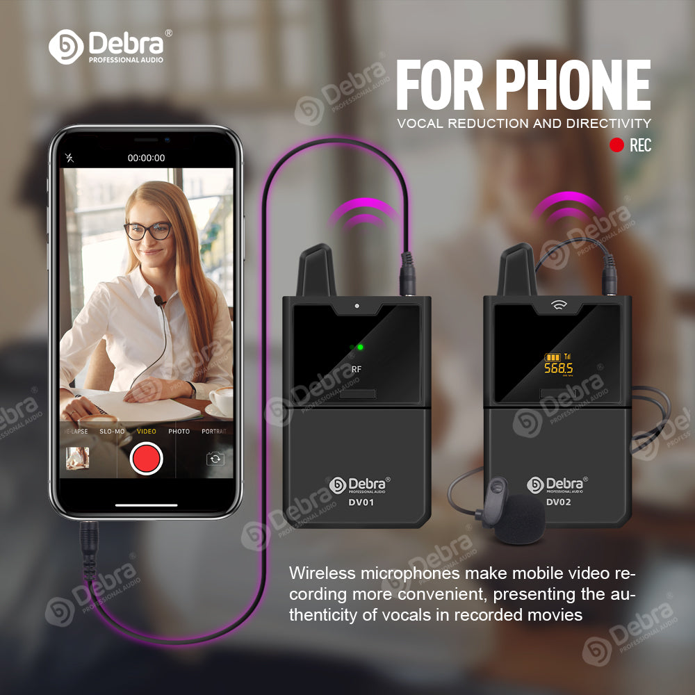Micro Dynamique Sans fil Debra DV02H pour caméra / smartphone