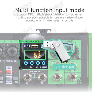 D Debra Audio DI-UX Series Professional Portable Recording Mixer Audio With USB 99 DSP Digital Effects For DJ Mixer Console Karaoke Recording Studio