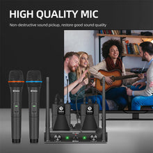 Load image into Gallery viewer, D Debra Audio AU200 Pro UHF 2 Channel Wireless Microphone System with Cordless Handheld Lavalier Headset Mics, Metal Receiver, Ideal for Karaoke Church Party
