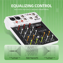 Загрузить изображение в средство просмотра галереи, Audio Mixer D Debra Audio V4 4-channel DJ Mixer Console with MP3 USB Bluetooth, 48V Phantom Power, Sound Mixing Board for Live, Wedding, Party, Recording Broadcast
