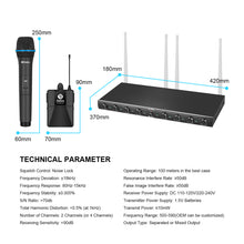 Laden Sie das Bild in den Galerie-Viewer, D Debra Audio AU800 Pro UHF 8 Channel Wireless Microphone System with Cordless Handheld Lavalier Headset Mics, Metal Receiver, Ideal for Karaoke Church Party
