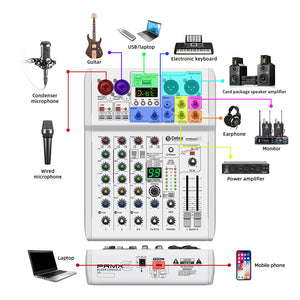 D Debra Audio PRMX-6 Professional Recording Sound Card Audio Interface Mixing Console