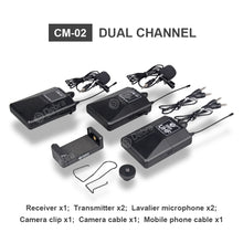 Load image into Gallery viewer, D Debra Audio CM Series UHF Wireless Lavalier Microphone with 30 Selectable Channels for DSLR Camera Smart Phone Interview Live Recording
