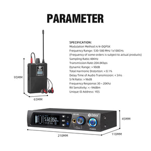 D Debra Audio PRO ER-102 UHF Dual Channel Wireless in Ear Monitor System