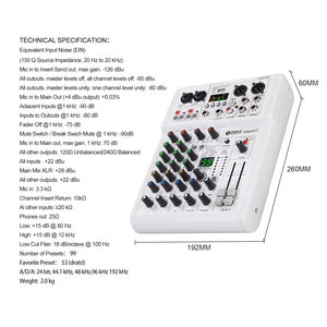 D Debra Audio PRMX-6 Professional Recording Sound Card Audio Interface Mixing Console