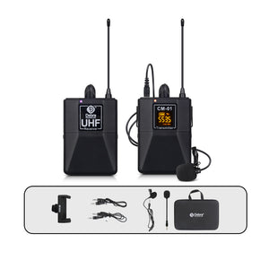 D Debra Audio CM Series UHF Wireless Lavalier Microphone with 30 Selectable Channels for DSLR Camera Smart Phone Interview Live Recording