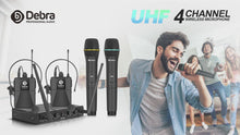 Load and play video in Gallery viewer, D Debra Audio AU400 Pro UHF 4 Channel Wireless Microphone System With Cordless Mics
