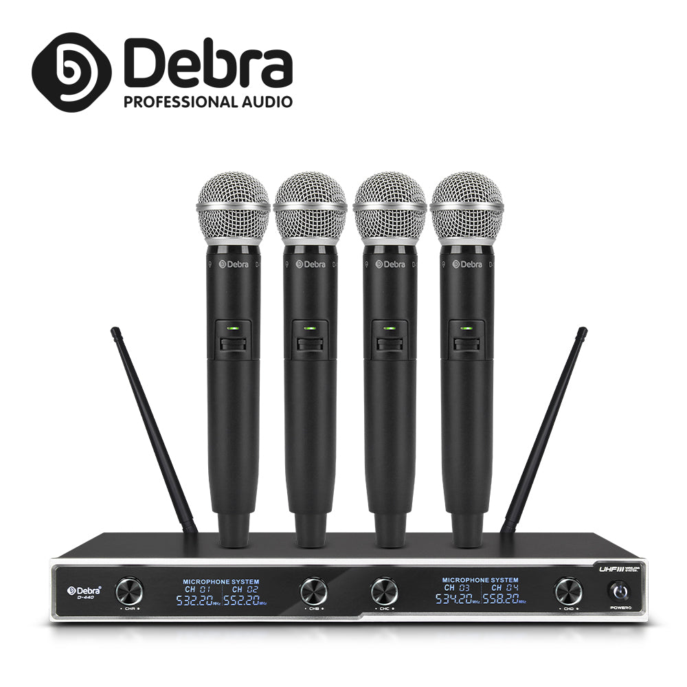 D Debra Audio D-440 UHF 4-Channel Wireless Microphone System with