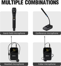 Load image into Gallery viewer, D Debra Audio Wireless Microphone System Pro DU4004 UHF 4 * 16 Adjustable Channel Wireless Handheld Lavalier Headset Mics, Ideal for Meeting Church Speech Party
