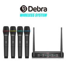 Laden Sie das Bild in den Galerie-Viewer, D Debra Audio AU400 Pro UHF 4 Channel Wireless Microphone System With Cordless Mics
