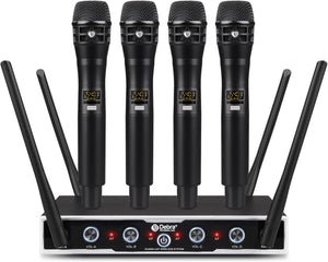 D Debra Audio Wireless Microphone System Pro DU4004 UHF 4 * 16 Adjustable Channel Wireless Handheld Lavalier Headset Mics, Ideal for Meeting Church Speech Party