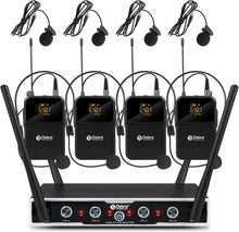 Load image into Gallery viewer, D Debra Audio Wireless Microphone System Pro DU4004 UHF 4 * 16 Adjustable Channel Wireless Handheld Lavalier Headset Mics, Ideal for Meeting Church Speech Party
