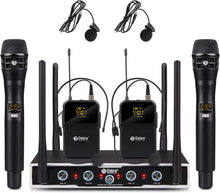 Load image into Gallery viewer, D Debra Audio Wireless Microphone System Pro DU4004 UHF 4 * 16 Adjustable Channel Wireless Handheld Lavalier Headset Mics, Ideal for Meeting Church Speech Party
